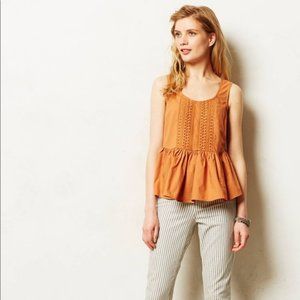 SOLD Anthro/Vanessa Virginia ruffled Poplin Tank Orange